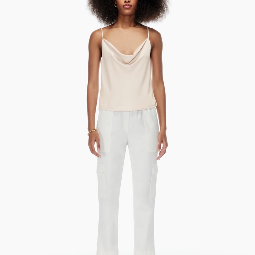 Aritzia Babaton Satin Cowlneck Camisole in Denude